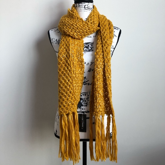 Steve Madden Accessories - NWT Steve Madden Mustard Fringe Scarf